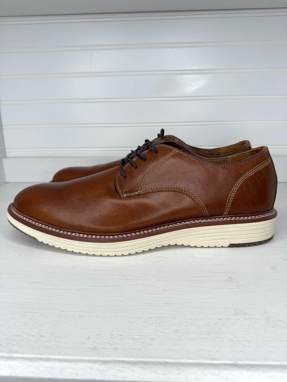 Johnston & Murphy Plain Toe Derby Brown Leather Dress Shoes Men’s 12M EUC
